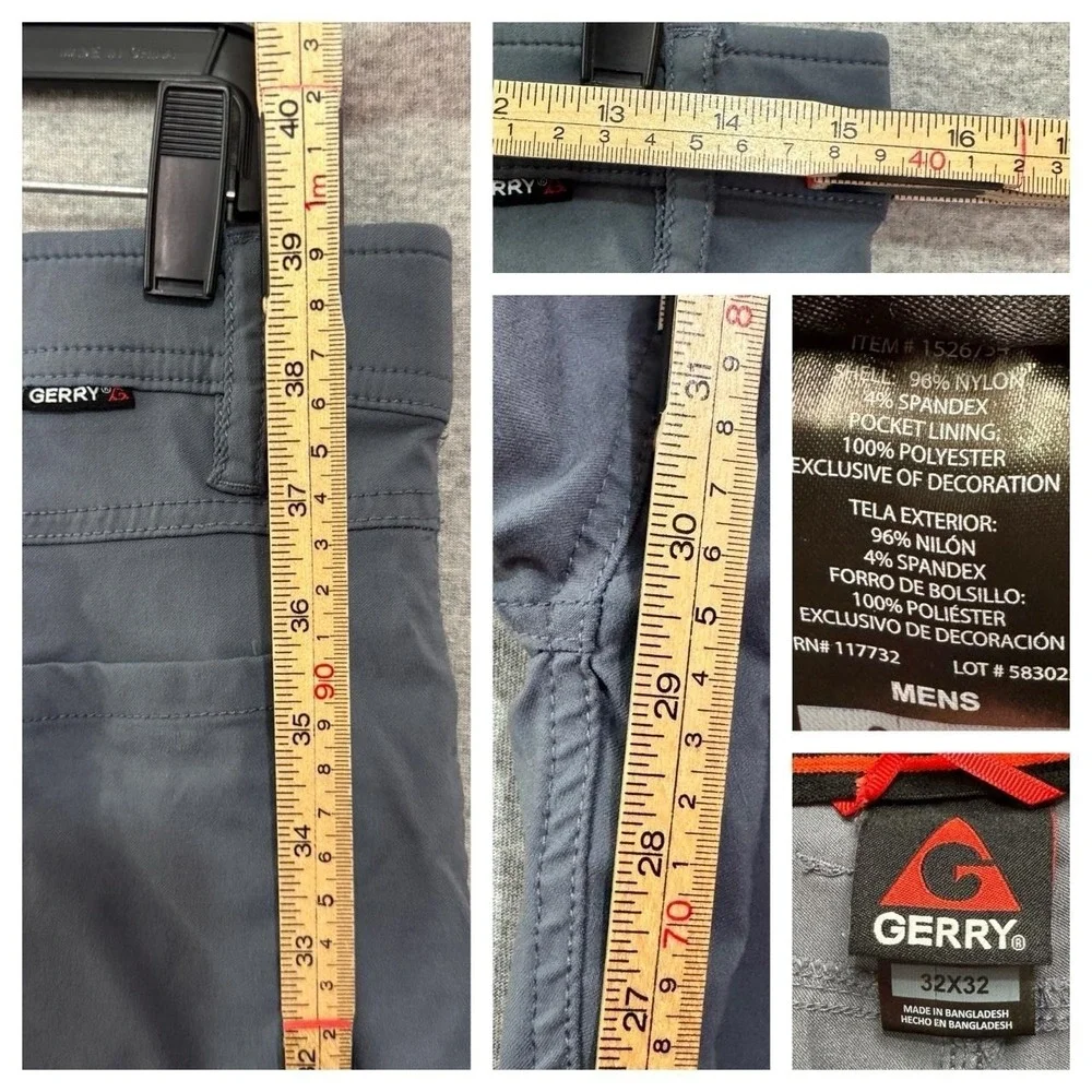 Gerry Men's Hiking Pants 32x32 Gray Stretch Utility Outdoor Trail Travel Granola